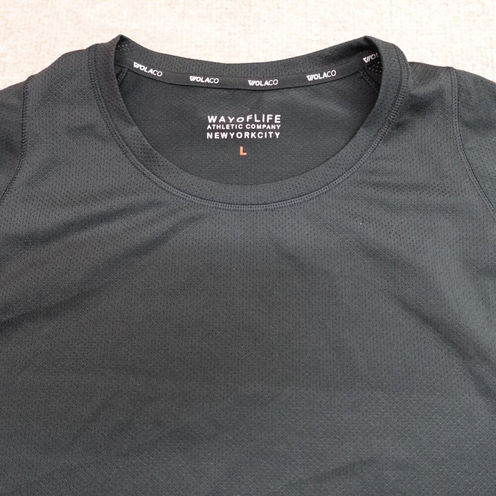 Wolaco Shirt Large Black Solid Performance Raglan - image 2